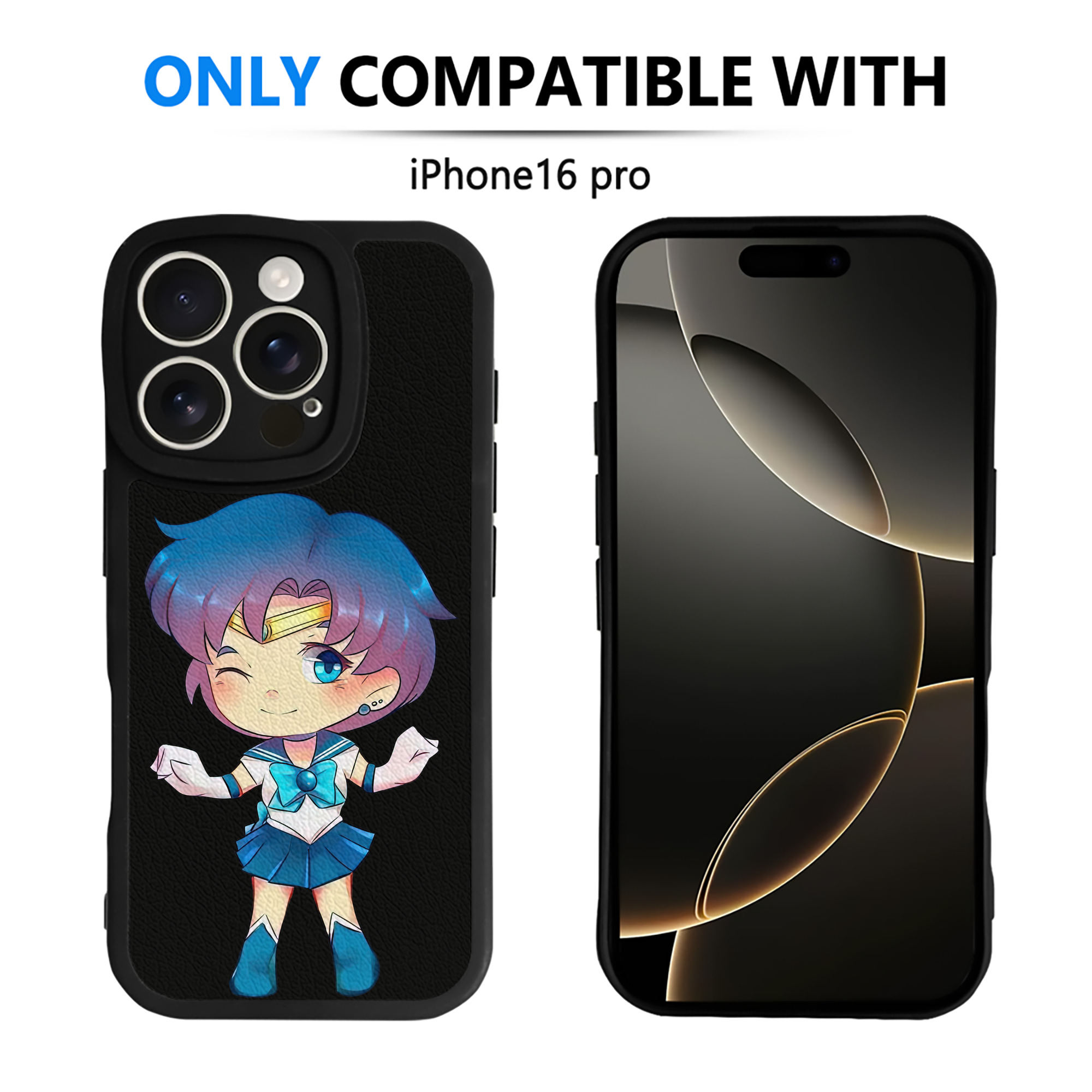（画像用） 美少女戦士セーラームーン 水野 亜美 みずの あみ Sailor Moon Mizuno Ami 【iPhone 16シリーズ対応】シリコンスマホケース（レザー調） 材質：シリコン